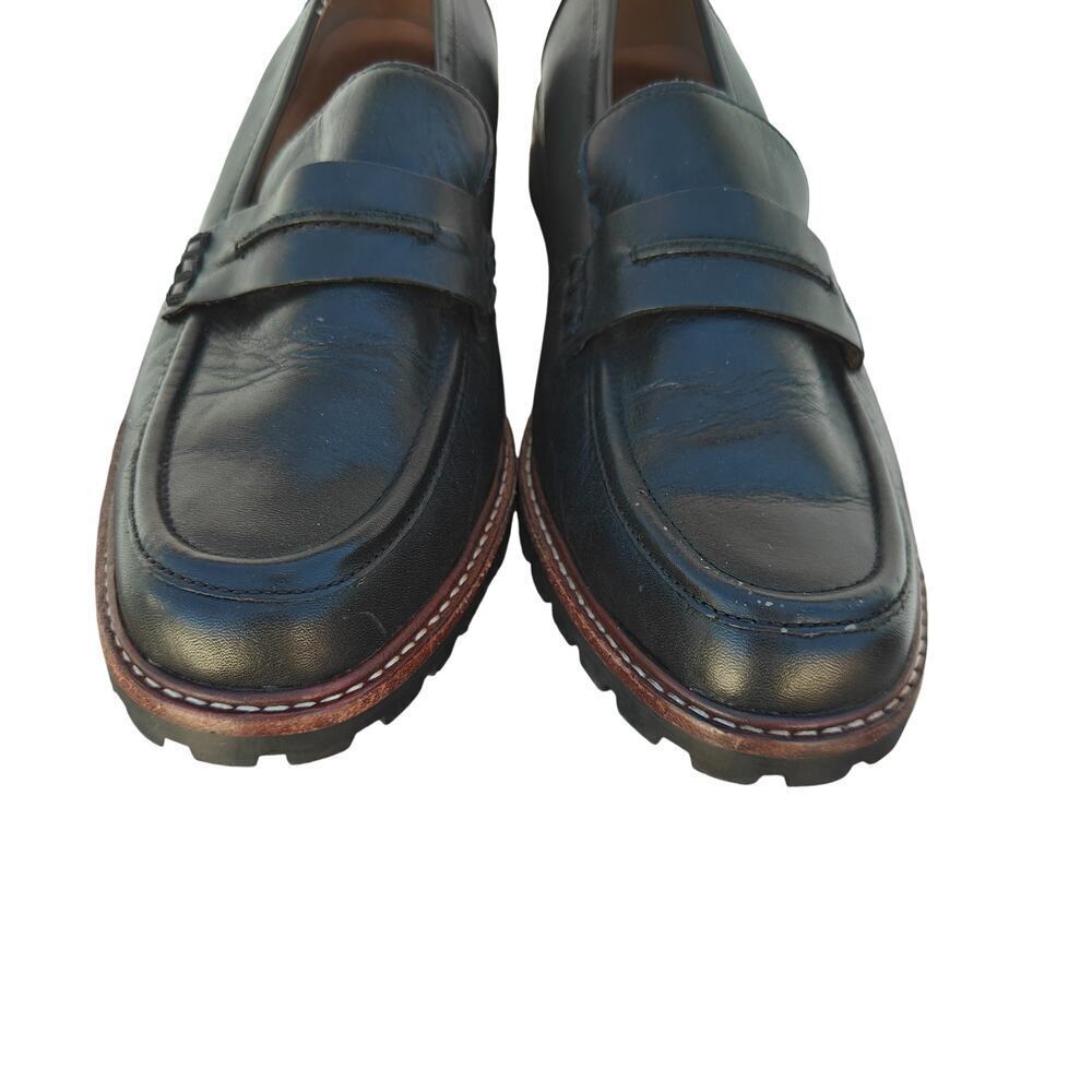 Madewell Black Leather Lug Sole Penny Loafers Size 9 - Picture 3 of 7